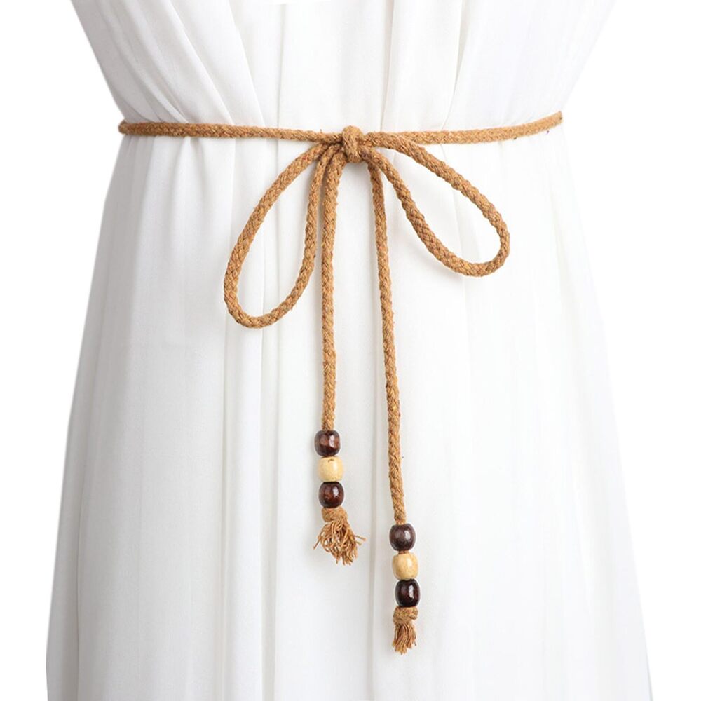 6149 Women Girls Boho Weave Cotton Braided Waist Tie Belt Wrap Cloth Belts